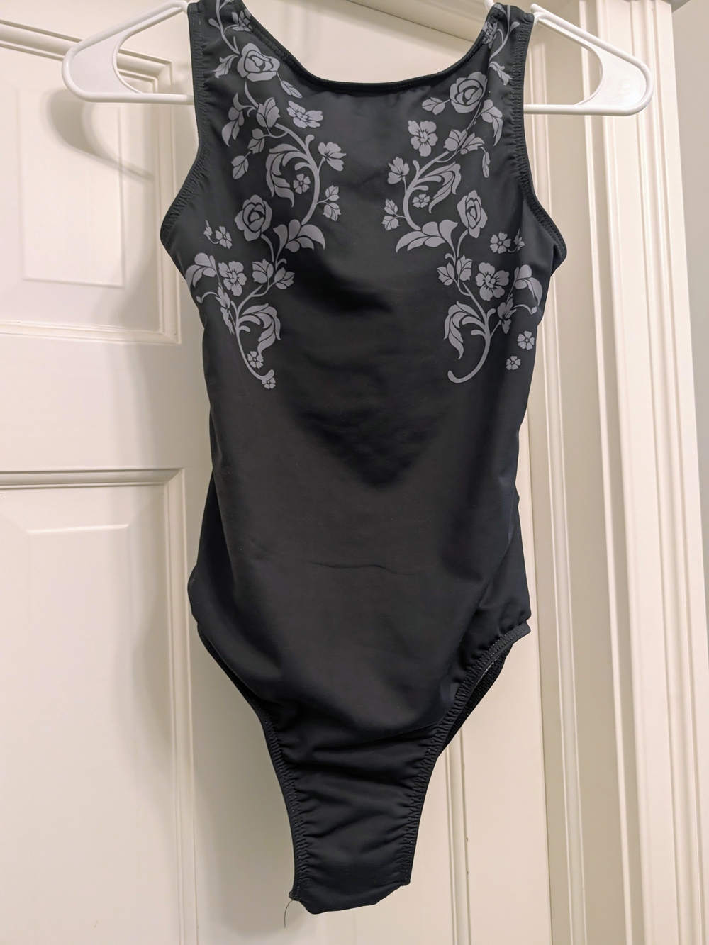 Balera Gray One-Piece with Gray Floral Accent Large Child
